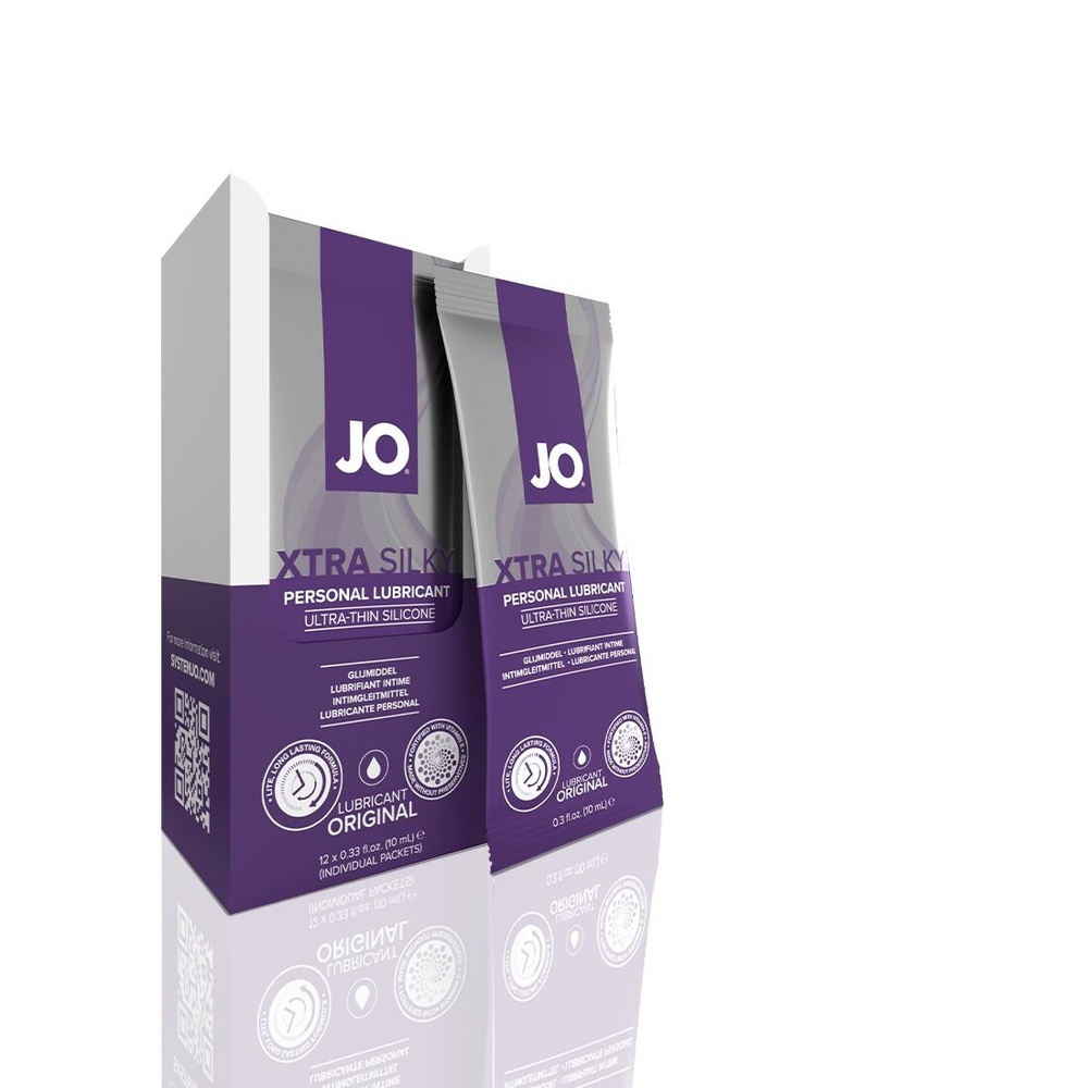 Набір лубрикантів Foil Display Box – JO Xtra Silky Silicone – 12 × 10ml фото