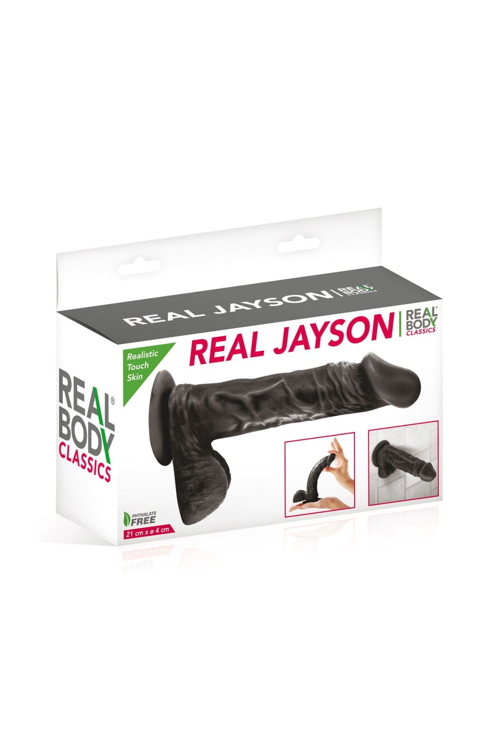 Фалоімітатор на присоску Real Body — Real Jayson Black, TPE, діаметр 4 см фото