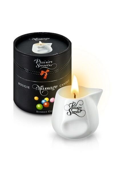 Массажная свеча Plaisirs Secrets Bubble Gum (80 мл) подарочная упаковка, керамический сосуд фото