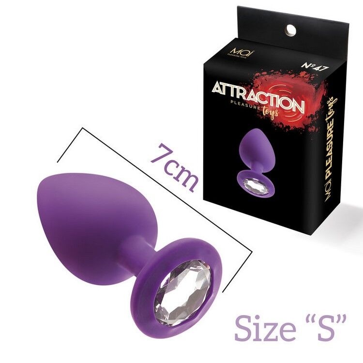 Анальна пробка з кристалом MAI Attraction Toys №47 Purple, довжина 7см, діаметр 2,5 см фото