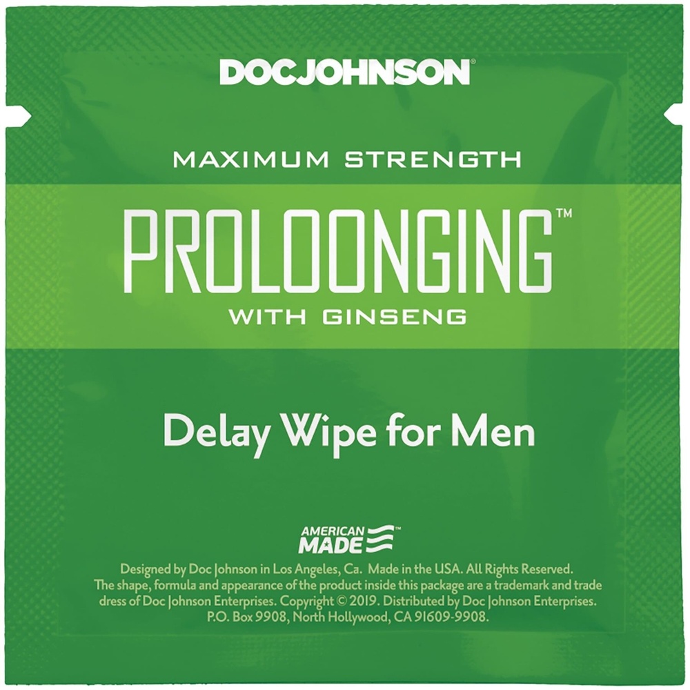 Пролонгирующая салфетка Doc Johnson Delay Wipe For Men с экстрактом женьшеня фото