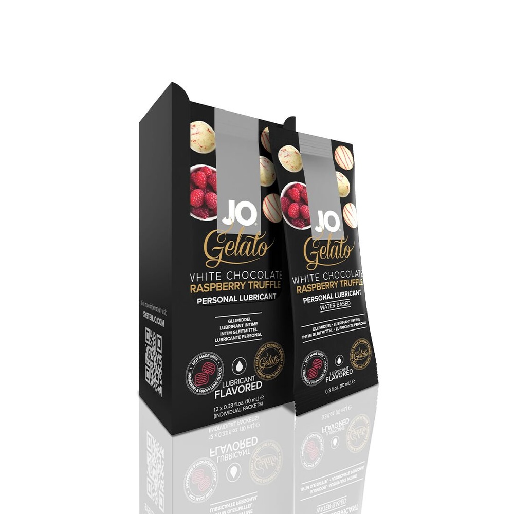 Набір лубрикантів Foil Display Box – JO Gelato - White Chocolate Raspberry – 12 × 10ml фото