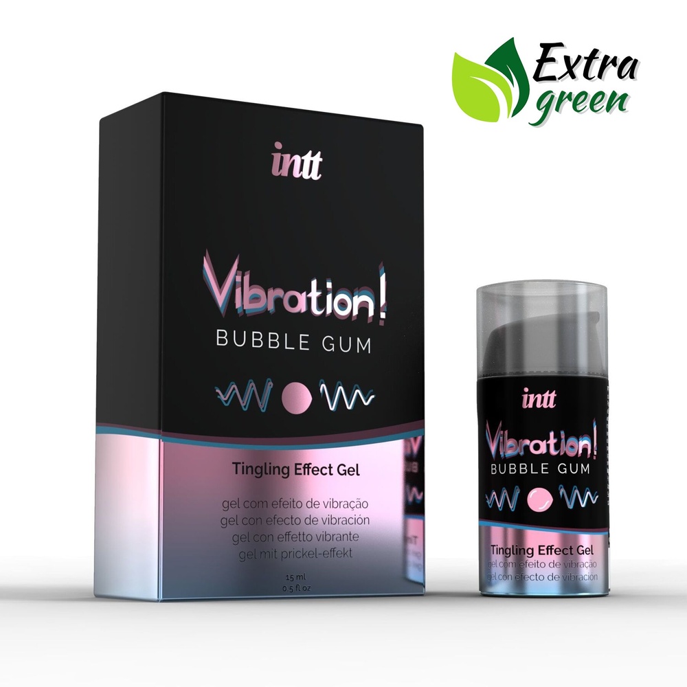 Рідкий вібратор Intt Vibration Bubble Gum (15 мл) EXTRA GREEN, дуже смачний, діє до 30 хвилин фото