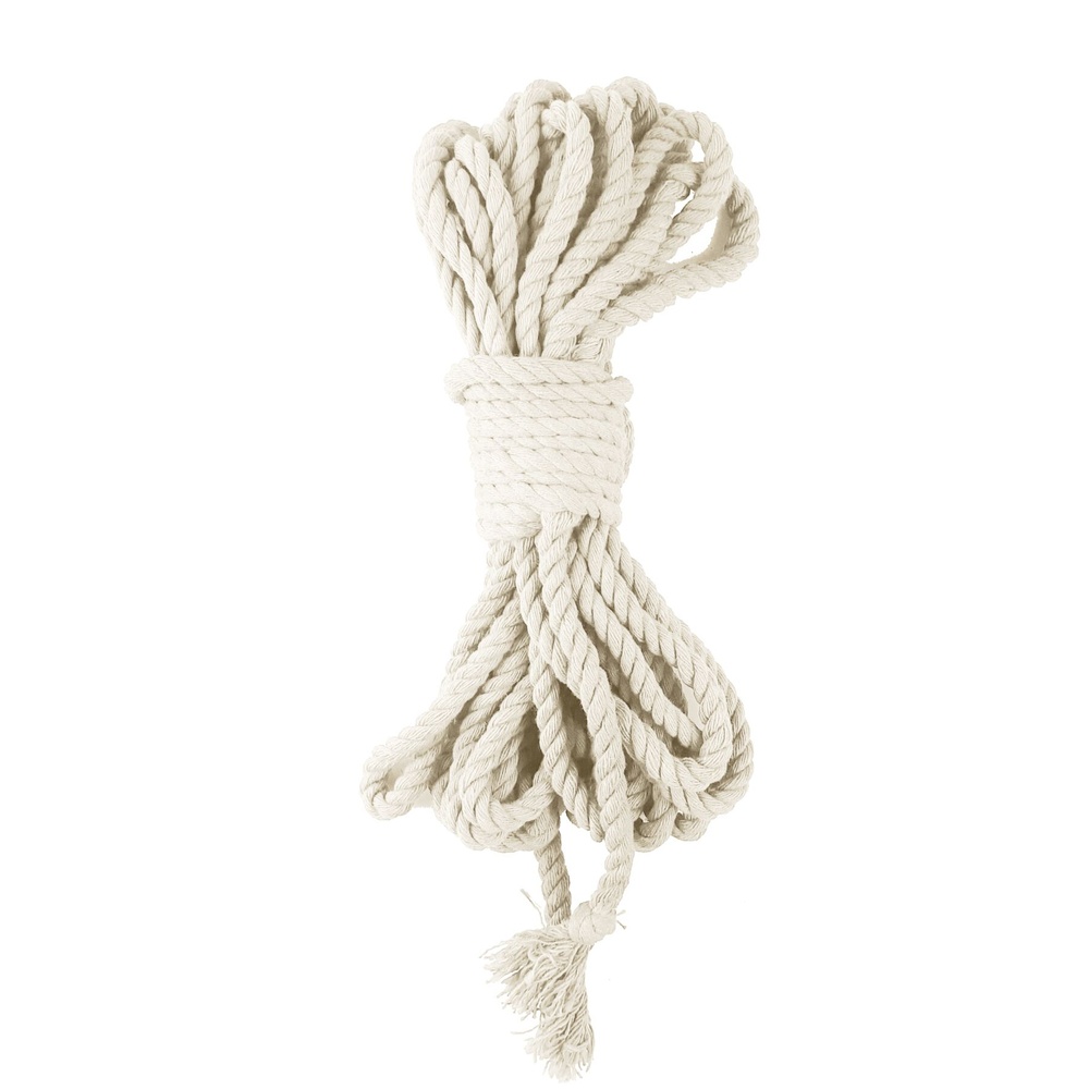 Бавовняна мотузка BDSM 8 метрів, 6 мм, колір білий фото