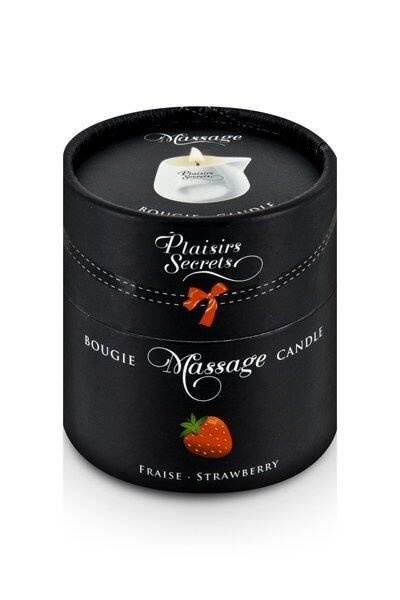 Масажна свічка Plaisirs Secrets Strawberry (80 мл) подарункова упаковка, керамічна посудина фото