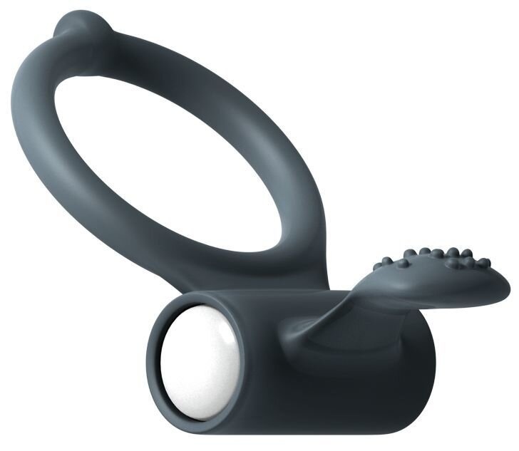 Ерекційне кільце Dorcel Power Clit Black V2 з вібрацією, з язичком зі щіточкою фото
