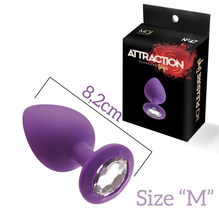 Анальна пробка з кристалом MAI Attraction Toys №48 Purple, довжина 8,2см, діаметр 3,5 см фото