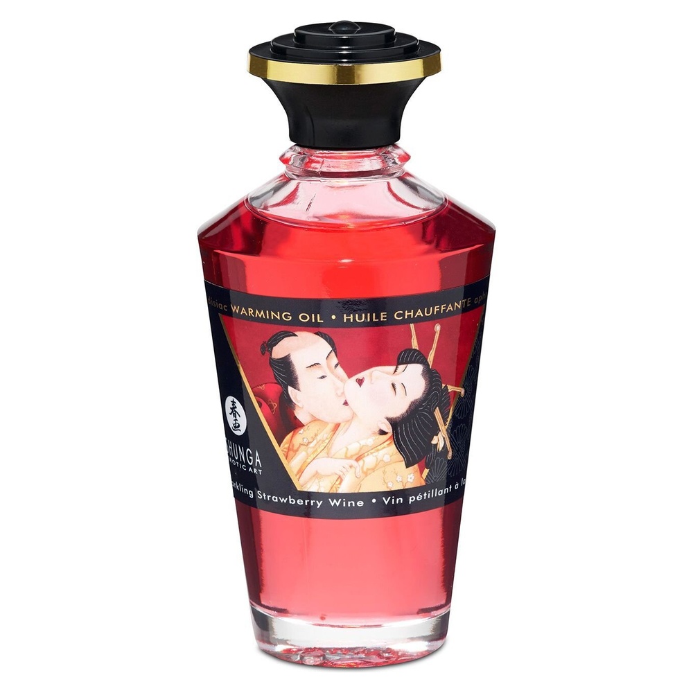 Розігріваюче масло Shunga Aphrodisiac Warming Oil — Sparkling Strawberry Wine (100 мл) без цукру фото