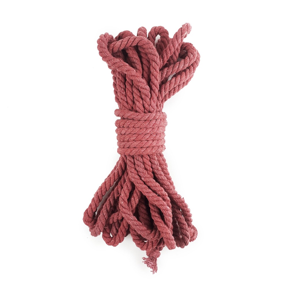 Бавовняна мотузка BDSM 8 метрів, 6 мм, колір бургунд фото