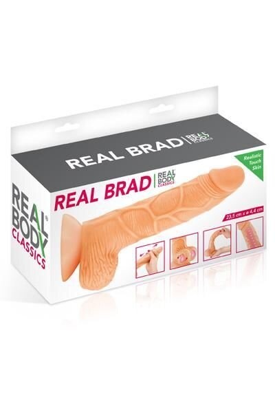 Фалоімітатор з рухомою крайньою плоттю Real Body — Real Brad, діаметр 4,5 см, TPE фото