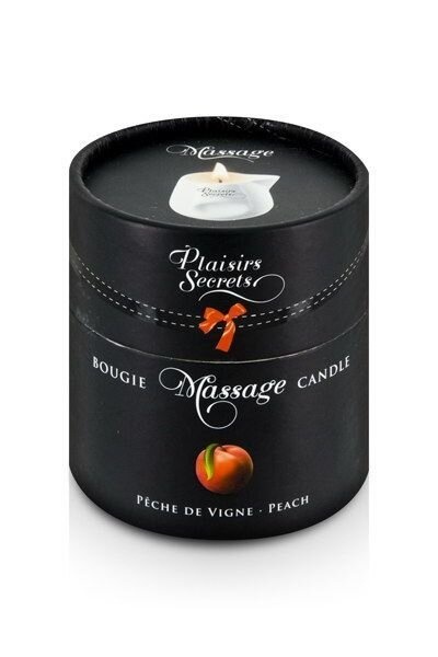 Масажна свічка Plaisirs Secrets Peach (80 мл) подарункова упаковка, керамічна посудина фото