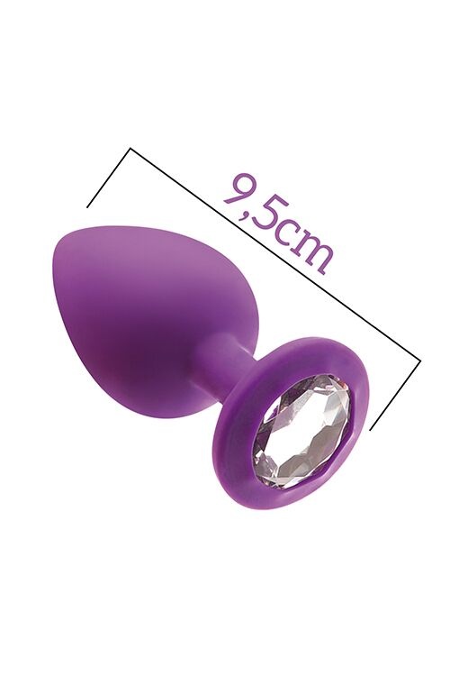 Анальна пробка з кристалом MAI Attraction Toys №49 Purple, довжина 9,5 см, діаметр 4 см фото