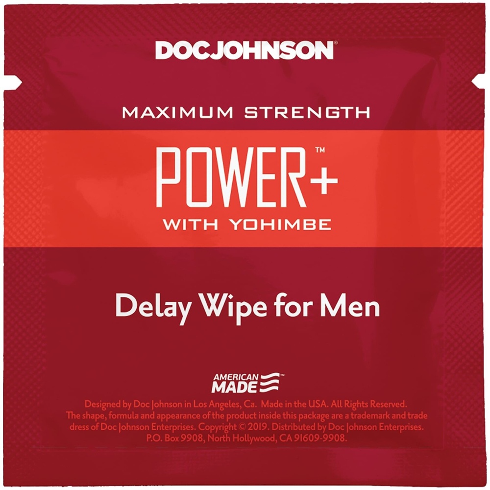 Пролонгирующая салфетка Doc Johnson Power+ Delay Wipe For Men с экстрактом йохимбе фото