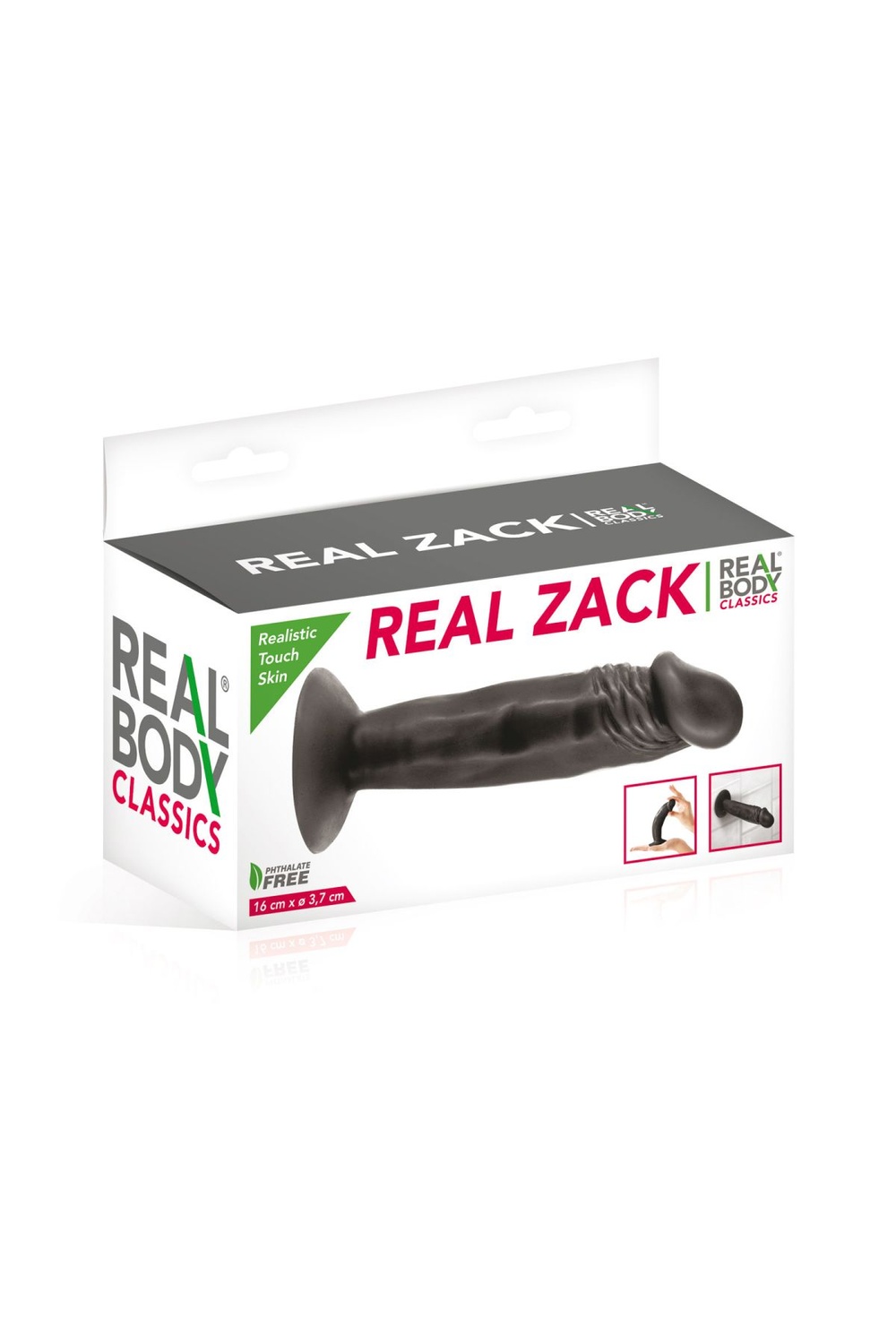 Фалоімітатор з присоскою Real Body — Real Zack Black, TPE, діаметр 3,7 см фото