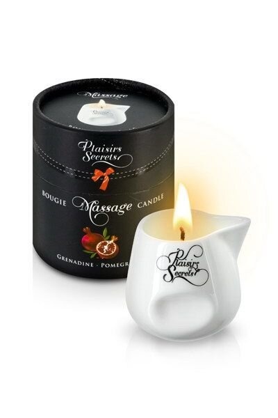 Массажная свеча Plaisirs Secrets Pomegranate (80 мл) подарочная упаковка, керамический сосуд фото