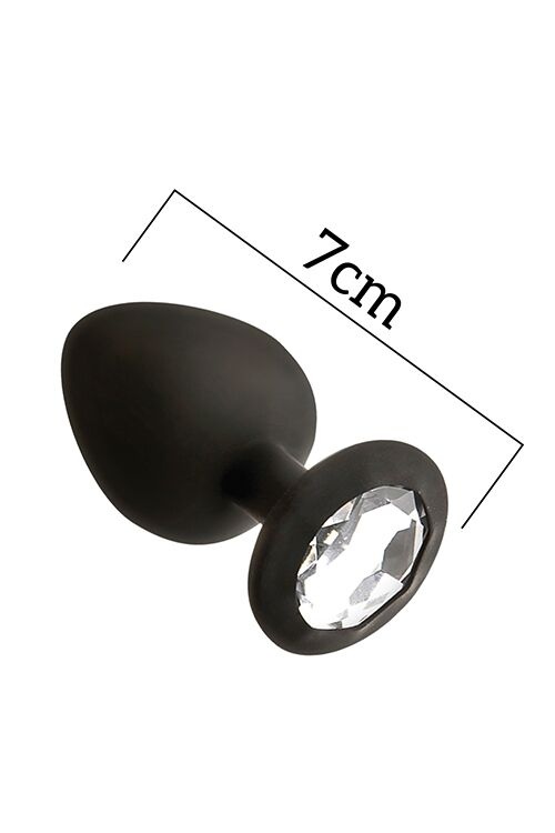Анальна пробка з кристалом MAI Attraction Toys №47 Black, довжина 7см, діаметр 2,5 см фото