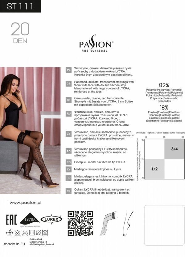 Чорні панчохи з ефектом тату Pasion ST111 nero 1/2 (20 den) фото