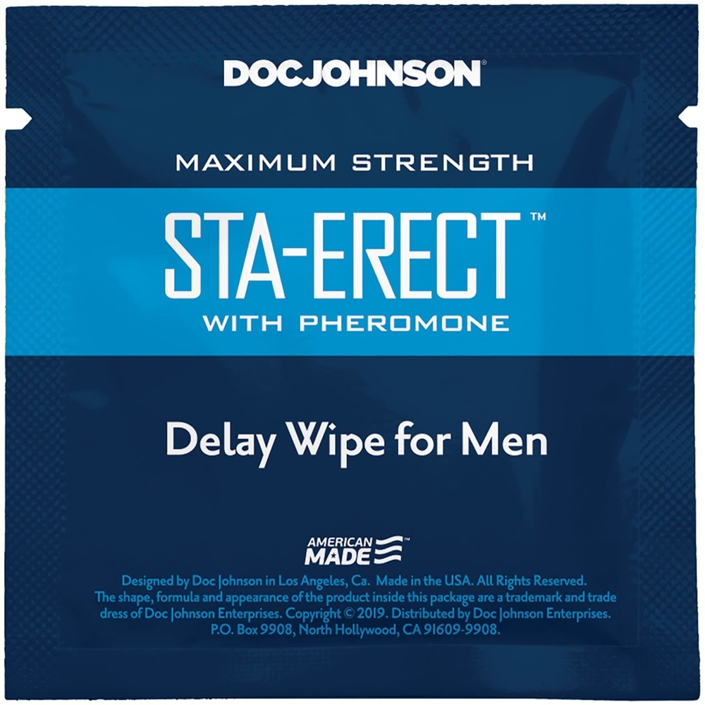 Пролонгирующая салфетка Doc Johnson Sta-Erect Delay Wipe For Men с феромонами фото