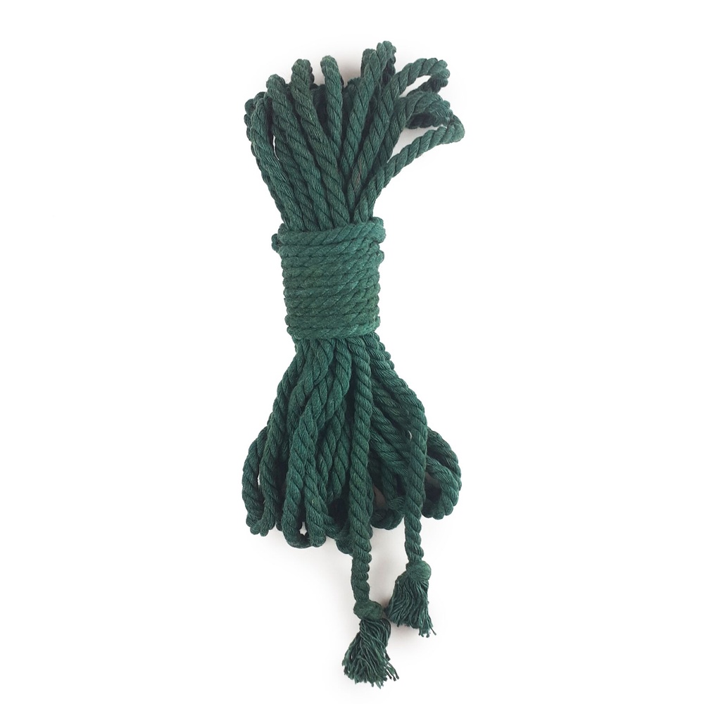 Бавовняна мотузка BDSM 8 метрів, 6 мм, колір зелений фото