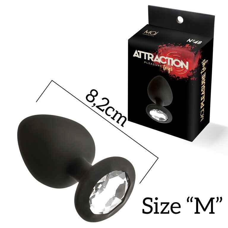 Анальна пробка з кристалом MAI Attraction Toys №48 Black, довжина 8,2см, діаметр 3,5 см фото