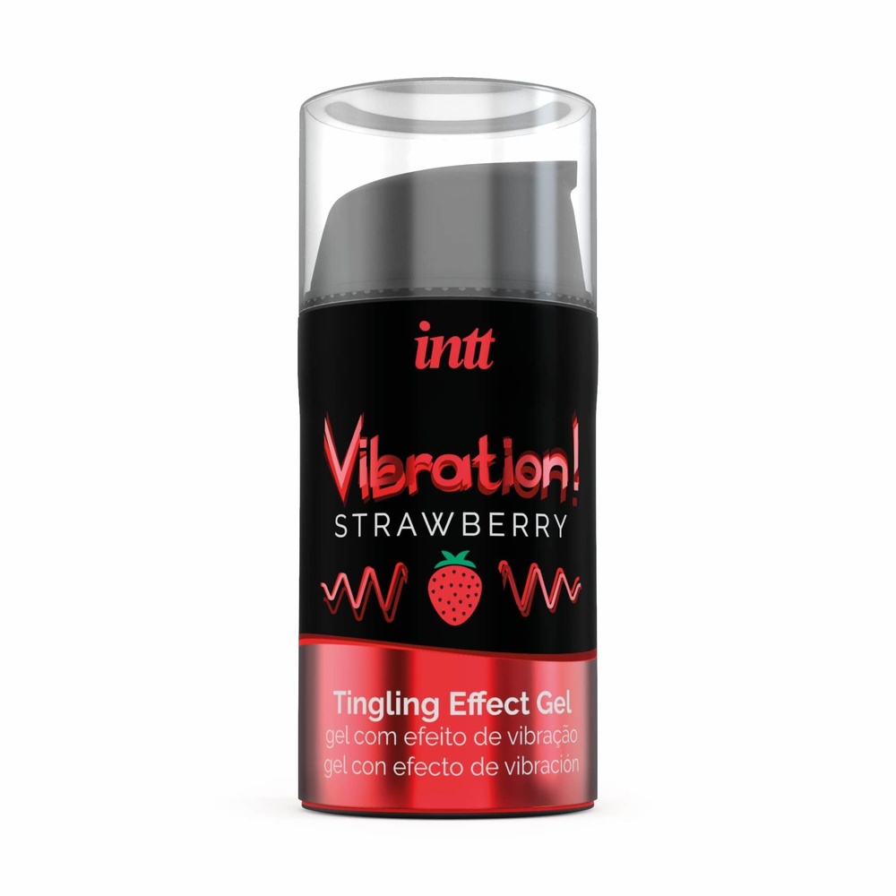 Жидкий вибратор Intt Vibration Strawberry (15 мл) EXTRA GREEN, очень вкусный, действует до 30 минут фото