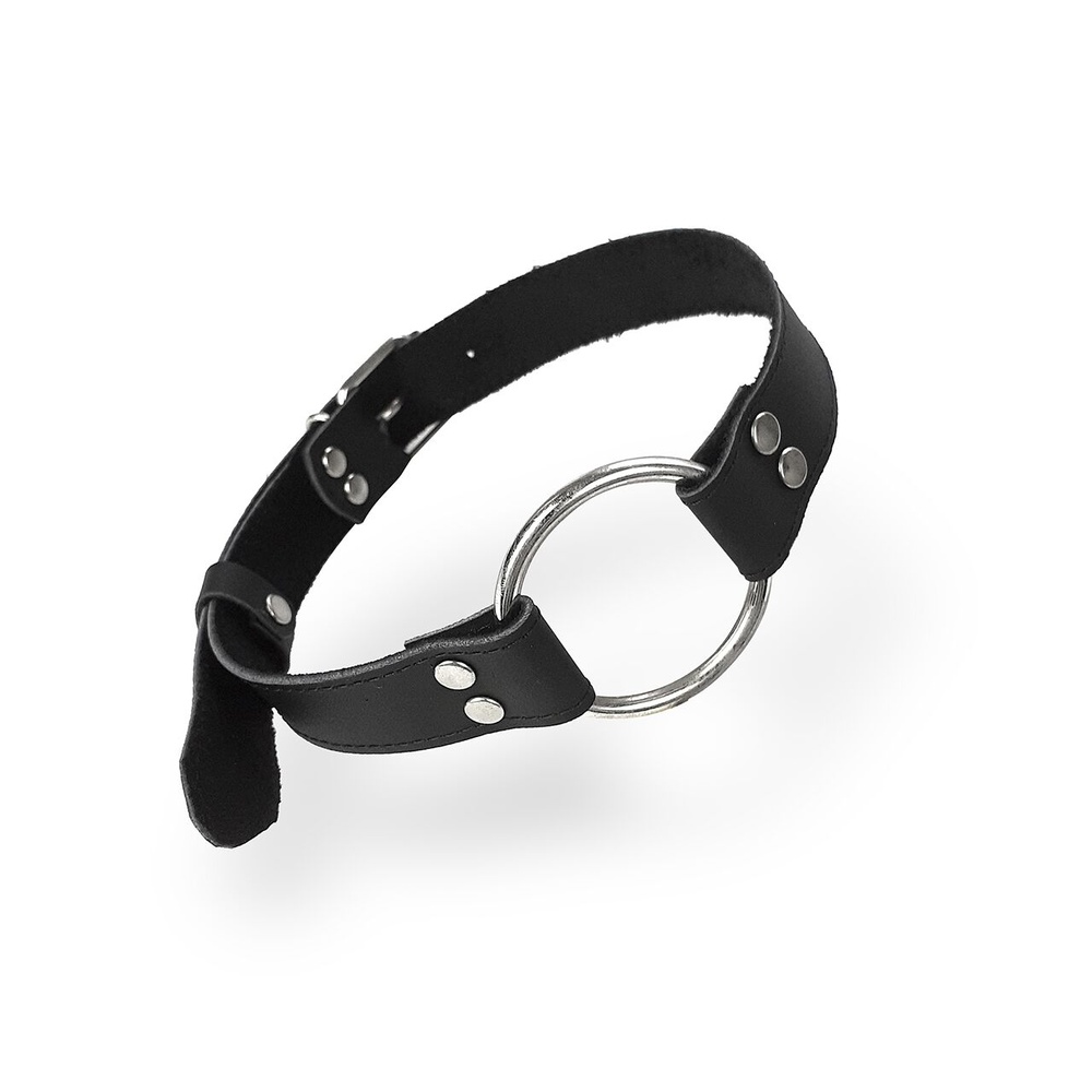 Кляп Металлическое кольцо из натуральной кожи Art of Sex - Gag Ring Metal, цвет Черный фото
