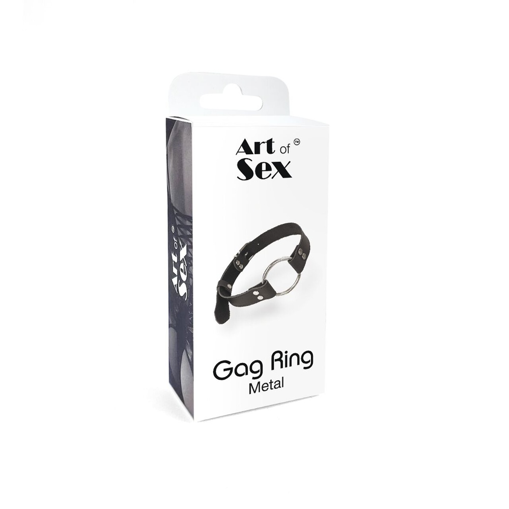 Кляп Металеве кільце із натуральної шкіри Art of Sex - Gag Ring Metal, колір Чорний фото