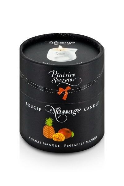 Масажна свічка Plaisirs Secrets Pineapple Mango (80 мл) подарункова упаковка, керамічна посудина фото