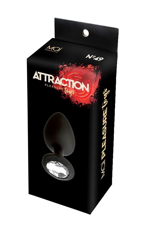 Анальна пробка з кристалом MAI Attraction Toys №49 Black, довжина 9,5 см, діаметр 4 см фото