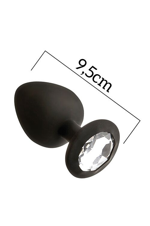 Анальна пробка з кристалом MAI Attraction Toys №49 Black, довжина 9,5 см, діаметр 4 см фото