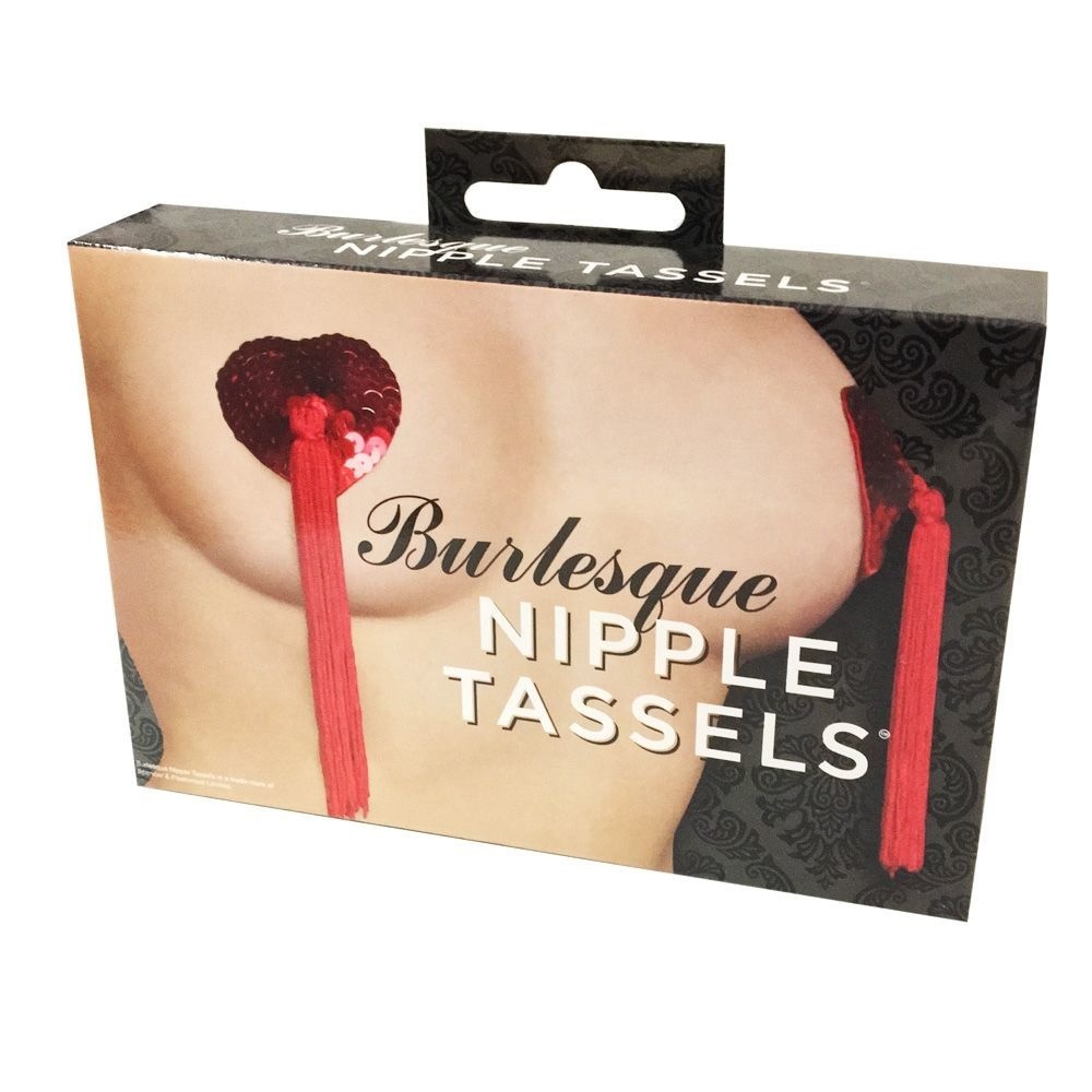 Пэстис - стикини Burlesque Nipple Tassels, наклейки на соски, блестящие сердечки с кисточками фото