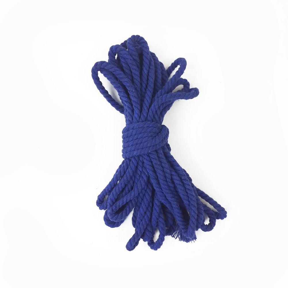 Бавовняна мотузка BDSM 8 метрів, 6 мм, колір синій фото