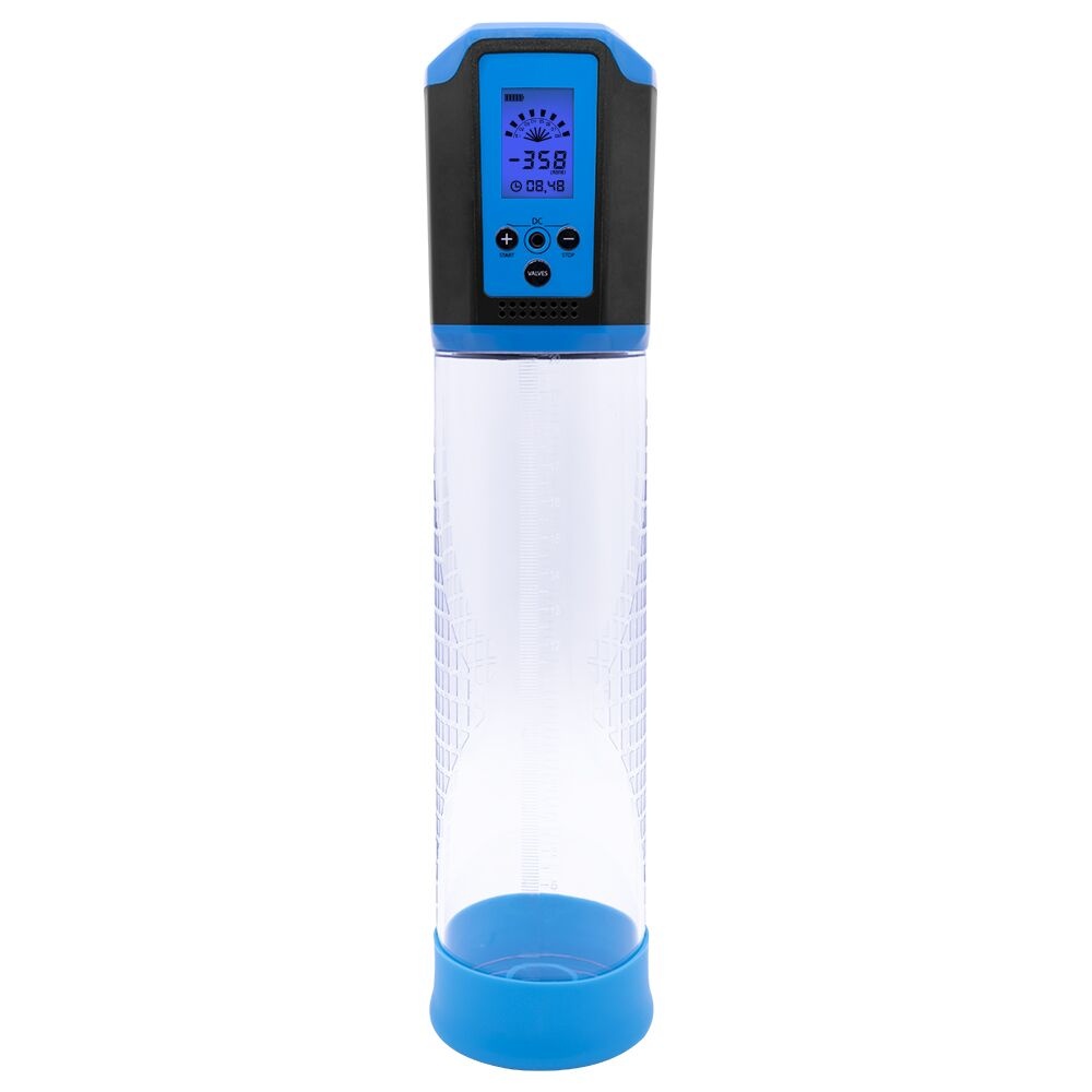 Автоматическая вакуумная помпа Men Powerup Passion Pump Blue, LED-табло, перезаряжаемая, 8 режимов фото