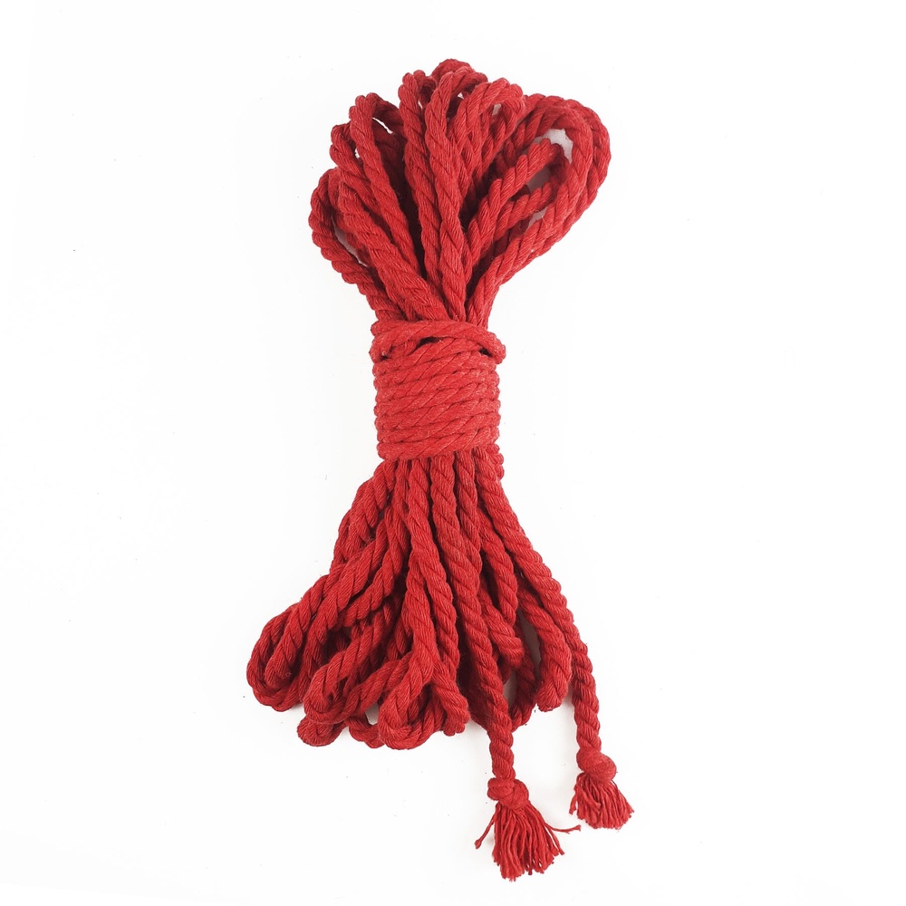 Бавовняна мотузка BDSM 8 метрів, 6 мм, колір червоний фото