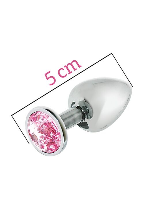 Металлическая анальная пробка с розовым кристаллом MAI Attraction Toys №72, длина 5см, диаметр 2,5см фото