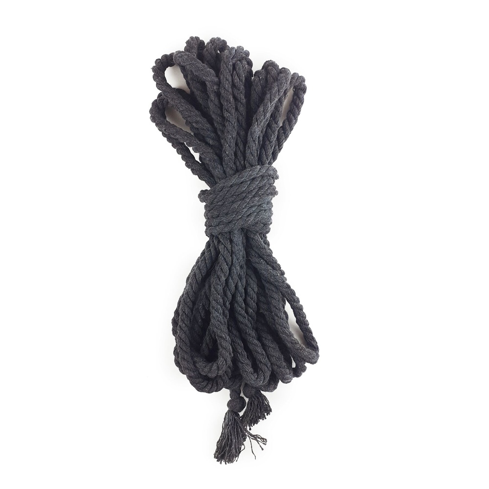 Бавовняна мотузка BDSM 8 метрів, 6 мм, колір чорний фото
