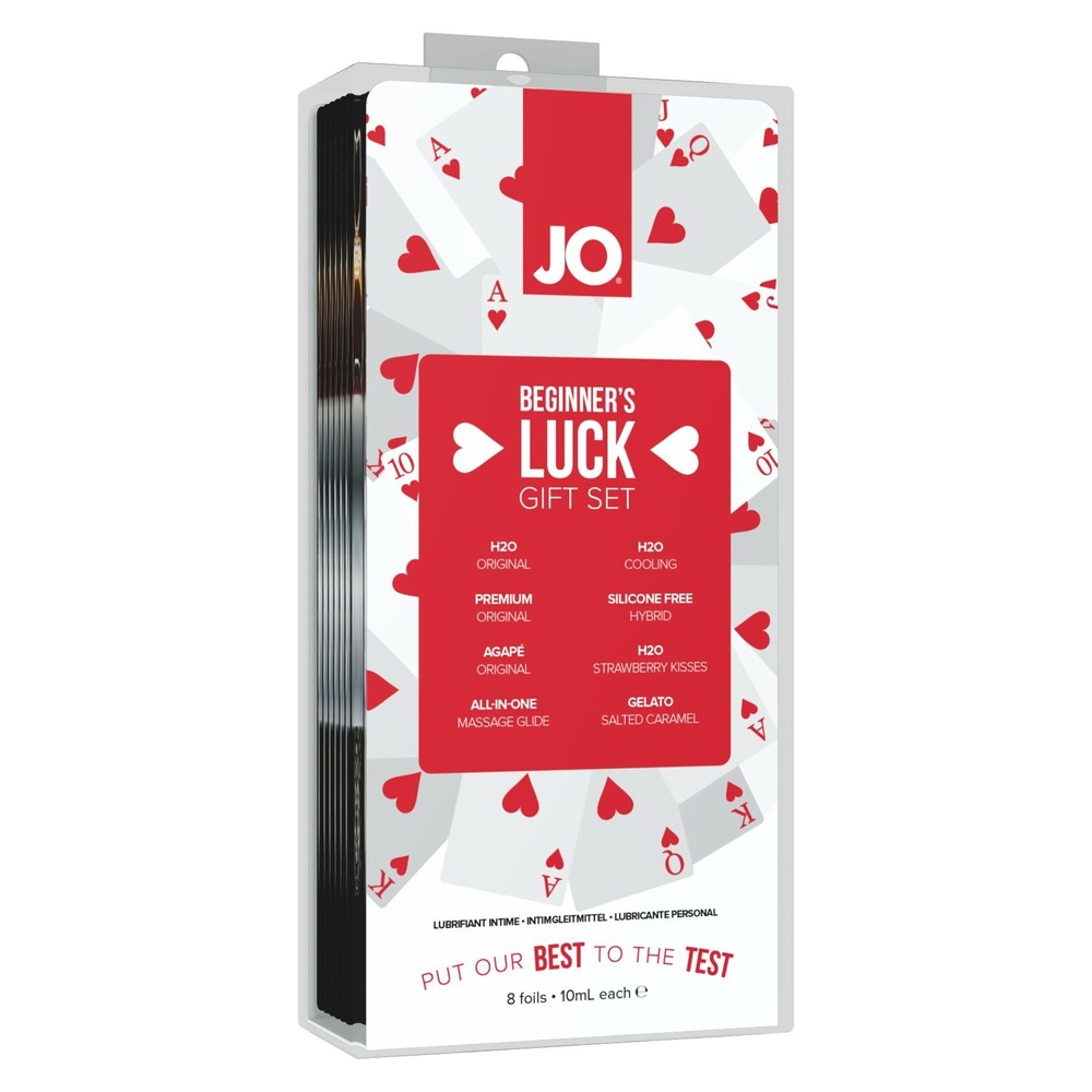 Набір з 8 видів змазок System JO Beginner's Luck по 10 мл на водній, силіконовій і гібридній основі фото