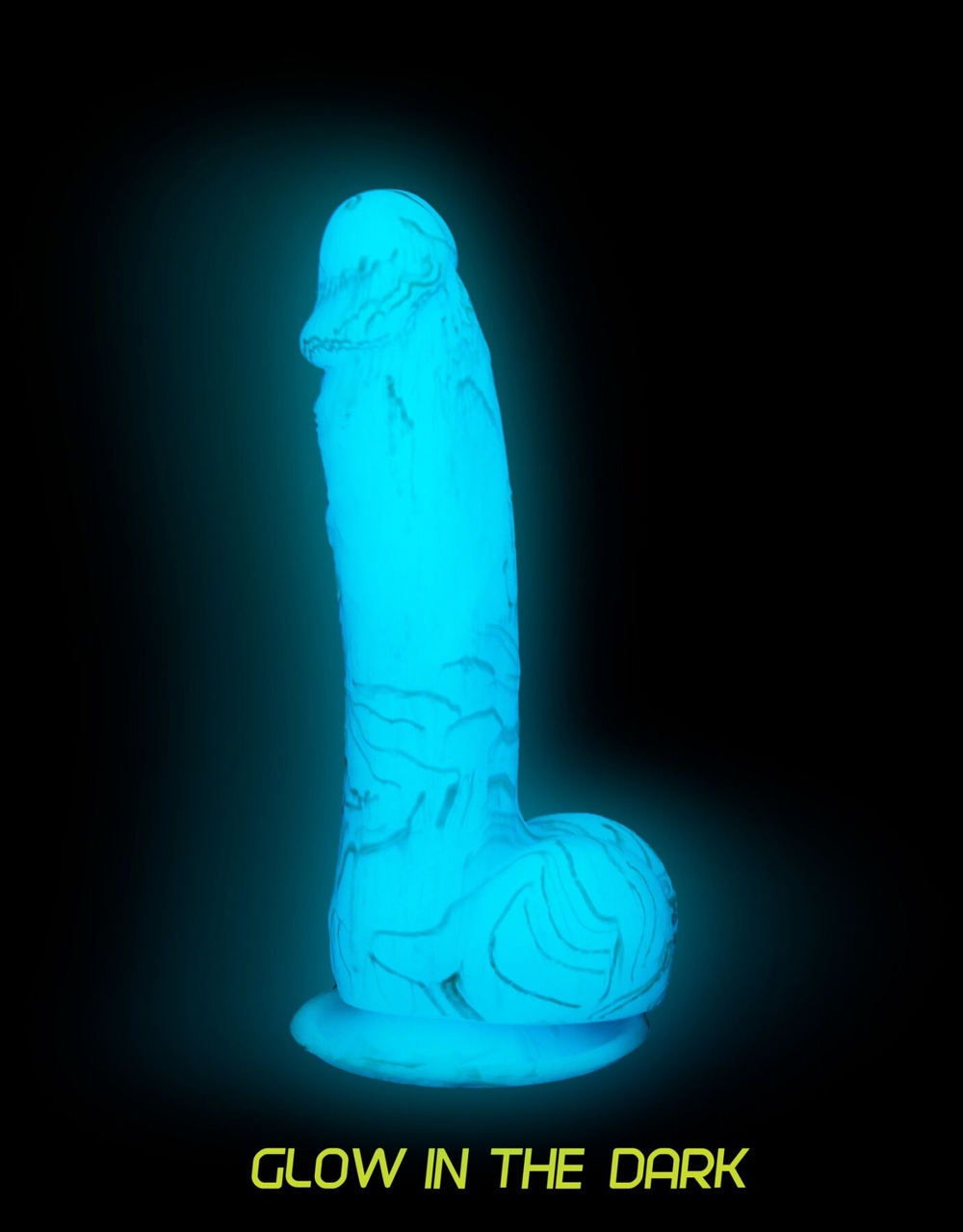 Фалоімітатор, що світиться в темряві ADDICTION — LUKE — 7.5 "- BLUE G.I.D./W PB, 19 см, силікон фото