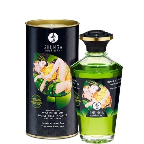 Органическое cогревающее масло Shunga Aphrodisiac Warming Oil - Exotic green tea (100 мл) без сахара фото