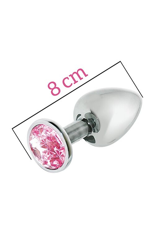 Металлическая анальная пробка с розовым кристаллом MAI Attraction Toys №73, длина 8см, диаметр 3см фото