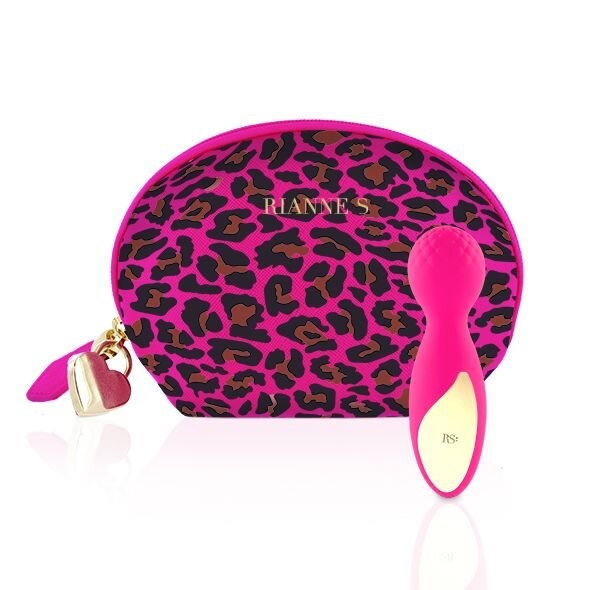 Мини-вибромассажер RIANNE S - Lovely Leopard Mini Wand Pink фото