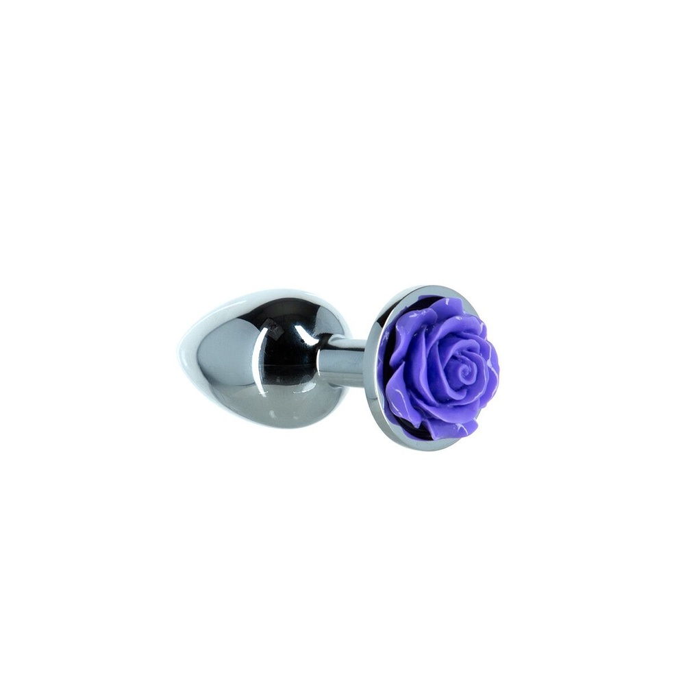 Металлическая анальная пробка Lux Active с розой - Rose Anal Plug - Purple, вибропуля в подарок фото
