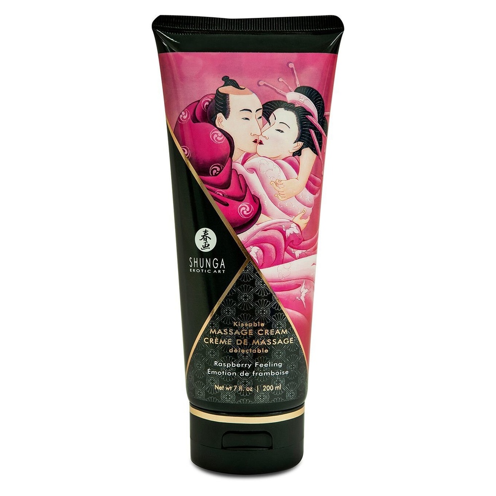 Їстівний масажний крем Shunga Kissable Massage Cream — Raspberry Feeling (200 мл) фото