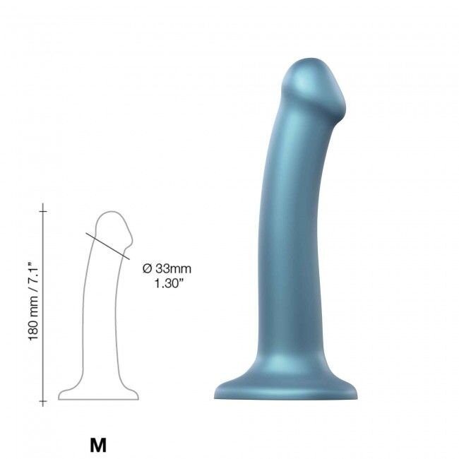 Насадка для страпона Strap-On-Me Mono Density Dildo Blue M, діам. 3,3 см, одношаровий силікон, гнучкий фото