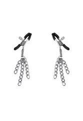 Затискачі для сосків з пензликами Feral Feelings — Nipple clamps Tassels, срібло/чорний фото