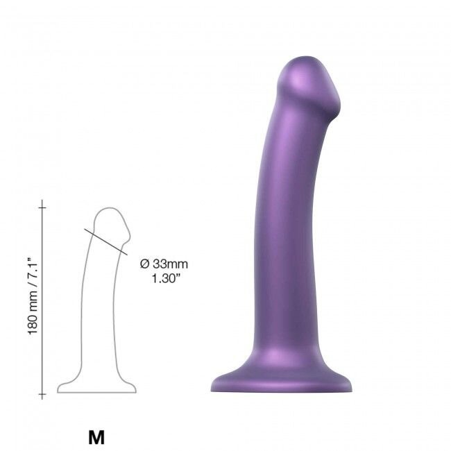 Насадка для страпона Strap-On-Me Mono Density Dildo Violet M, діам. 3,3 см, одношаровий силікон, гнучко фото