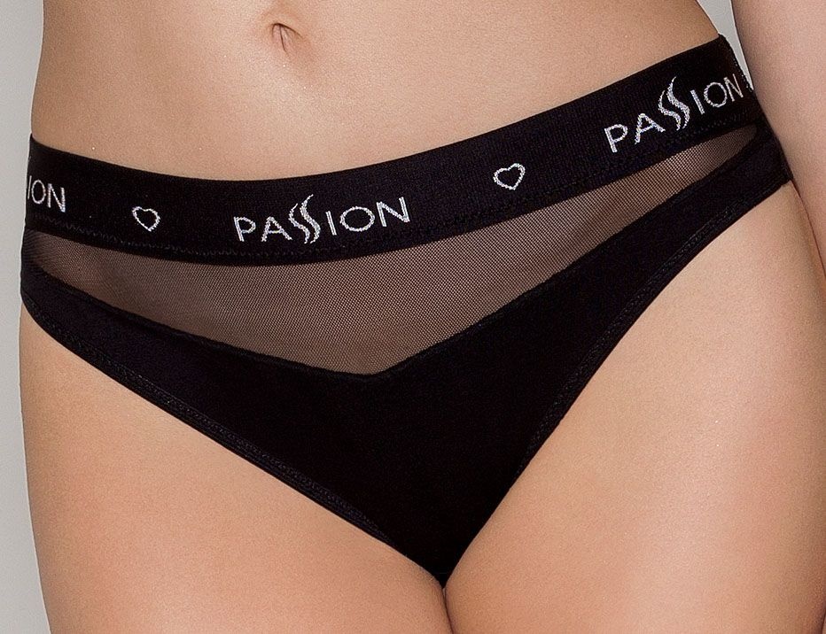 Трусики з прозорою вставкою Passion PS006 PANTIES black, size L фото
