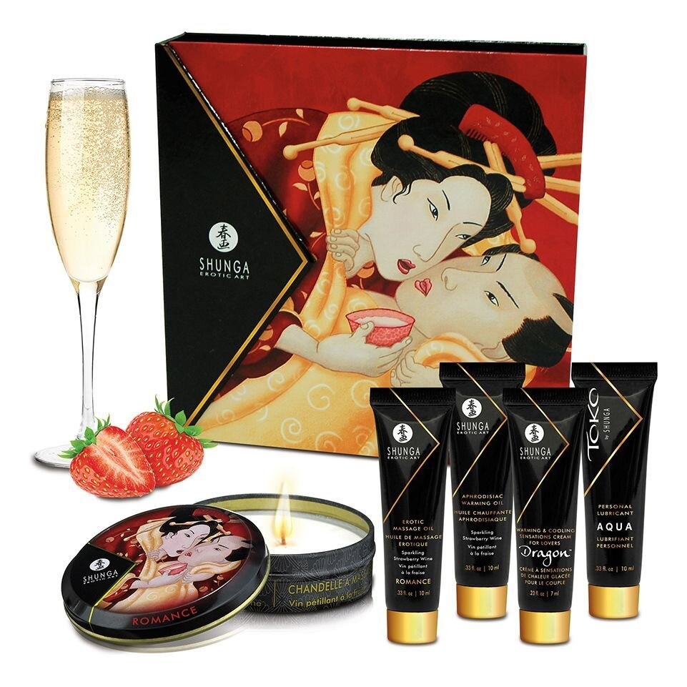 Подарочный набор Shunga GEISHAS SECRETS - Sparkling Strawberry Wine: для шикарной ночи вдвоем фото