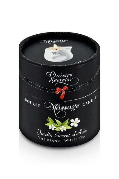 Масажна свічка Plaisirs Secrets White Tea (80 мл) подарункова упаковка, керамічна посудина фото