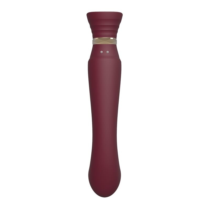 Смартвібратор 3в1 Zalo — Queen Wine Red, пульсівна перлина та вакуум, кристал Swarovski фото